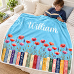 Custom Name Floral Book Lover Gifts - Personalized Blanket