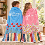 Custom Name Floral Book Lover Gifts - Personalized Blanket
