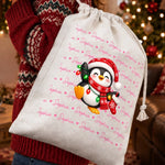 Custom Christmas Characters And Name Gifts - Personalized Drawstring Gift Bag