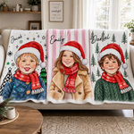 Custom Photo Christmas Name Kids Gifts - Personalized Blanket