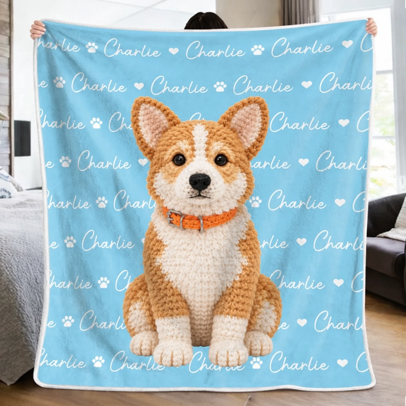 Custom Photo Crochet Doll Pet Gifts For Dog And Cat Lovers - Personalized Blanket
