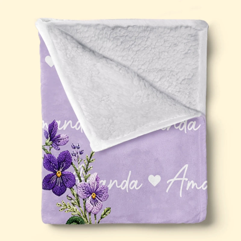 Custom Floral Monogram Name Gifts for Her - Personalized Blanket