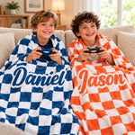 Custom Checkerboard Name Gifts for Kids - Personalized Blanket
