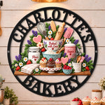 Custom Baked With Love Bakery Decor Gifts For Bakers - Personalized Shaped Metal Sign