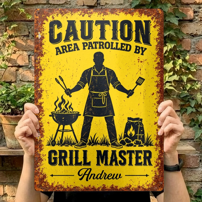 Custom Grill Master BBQ Decor - Personalized Metal Sign
