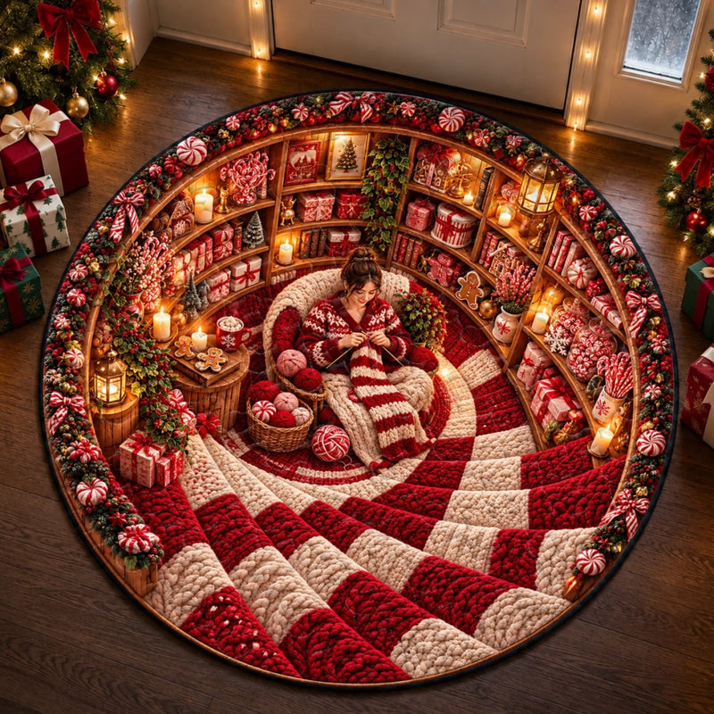 Custom Crochet Christmas Home Decor Gifts For Crocheters - Personalized Quilted Round Mat