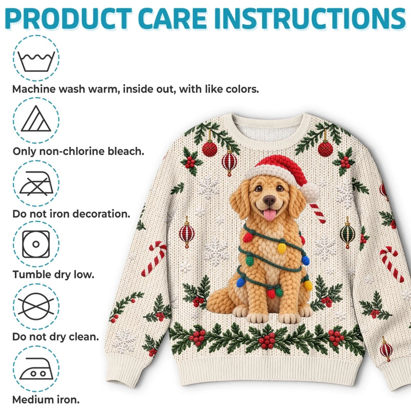 Custom Photo Crochet Pet Christmas Gifts For Dog Cat Lovers - Personalized Ugly Sweatshirt