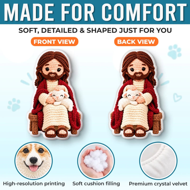 Custom Jesus and Lamb Decor - Personalized Shaped Pillow