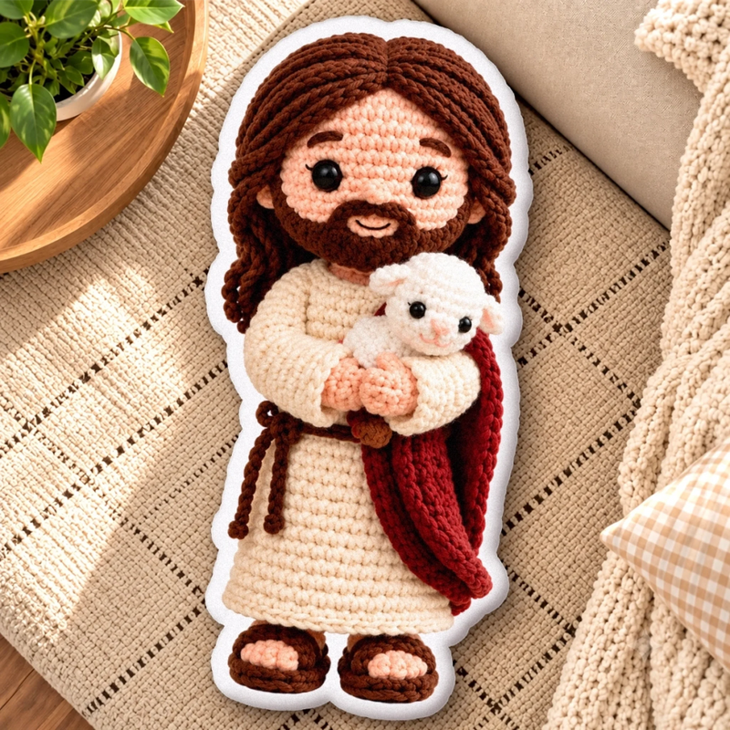 Custom Jesus and Lamb Decor - Personalized Shaped Pillow