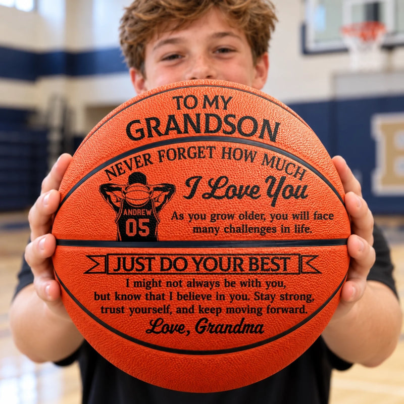 Custom Never Forget How Much I Love You Grandson Gifts - Personalized Basketball