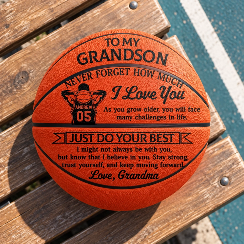 Custom Never Forget How Much I Love You Grandson Gifts - Personalized Basketball