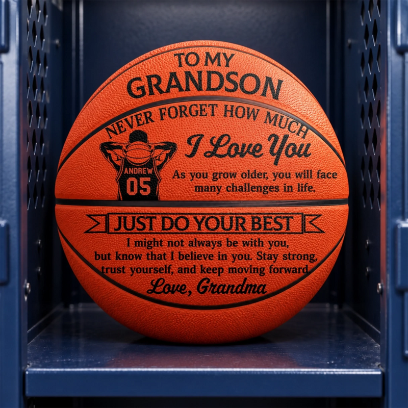 Custom Never Forget How Much I Love You Grandson Gifts - Personalized Basketball