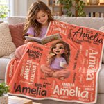 Custom Photo Cartoon Name Kids Gifts - Personalized Blanket