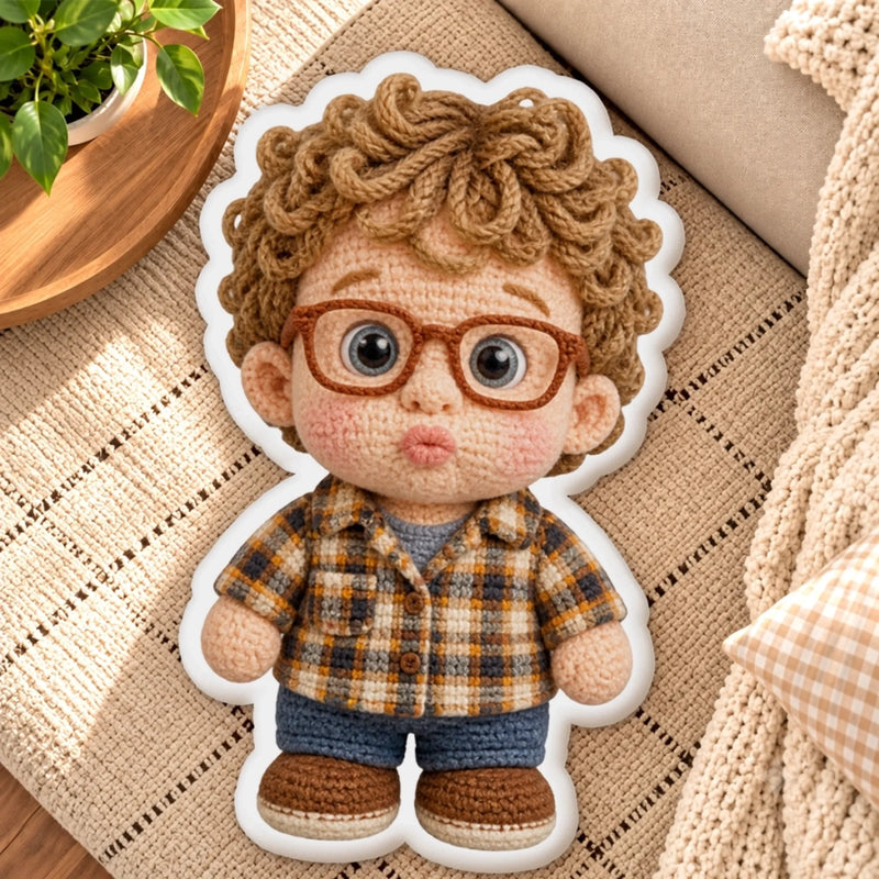 Custom Photo Crochet-Style Kids Gifts - Personalized Shaped Pillow
