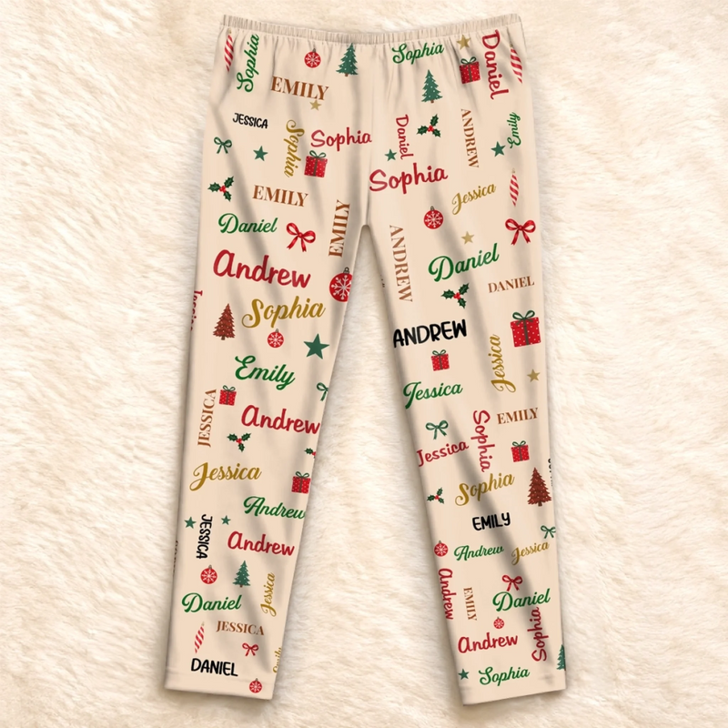 Custom Name Grandma & Grandpa Family Christmas Gifts - Personalized Pajamas Pant