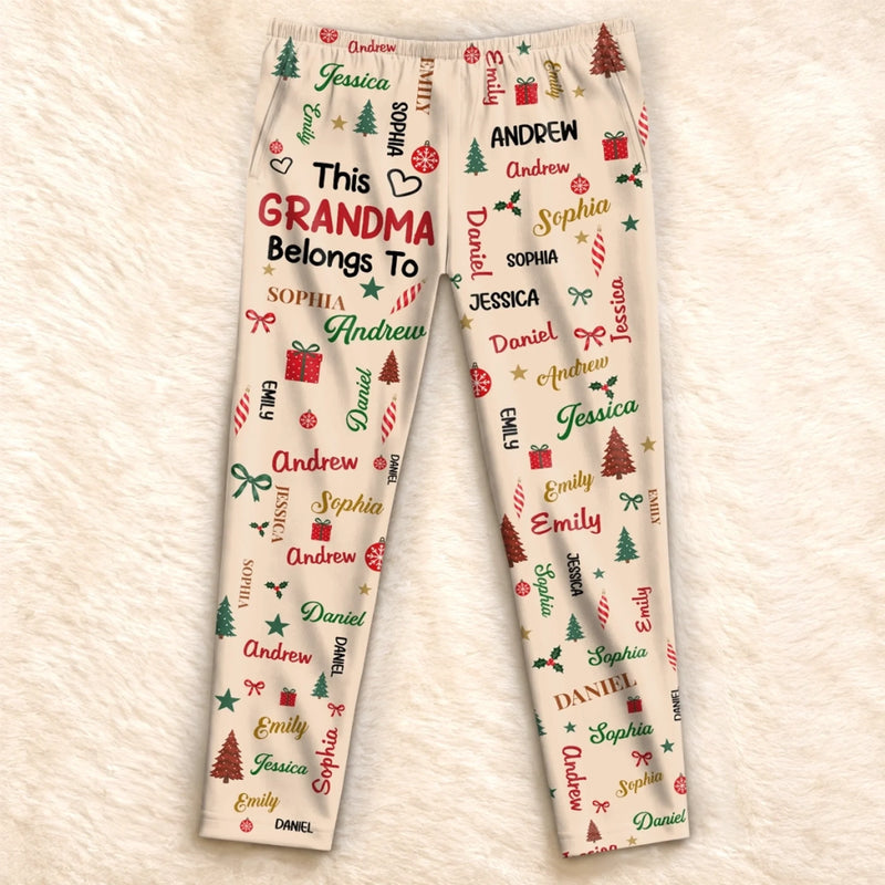 Custom Name Grandma & Grandpa Family Christmas Gifts - Personalized Pajamas Pant