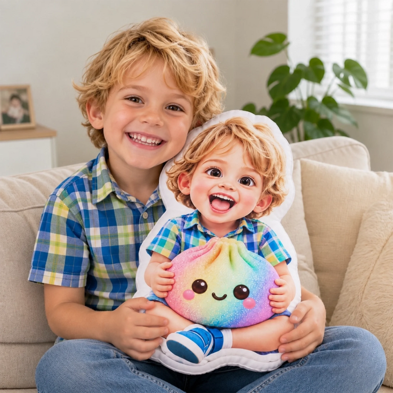 Custom Photo Rainbow Dumpling Squishy Kids Gifts - Personalized Shaped Pillow