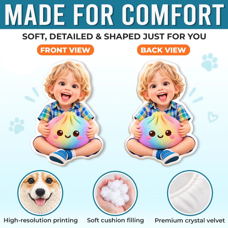 Custom Photo Rainbow Dumpling Squishy Kids Gifts - Personalized Shaped Pillow