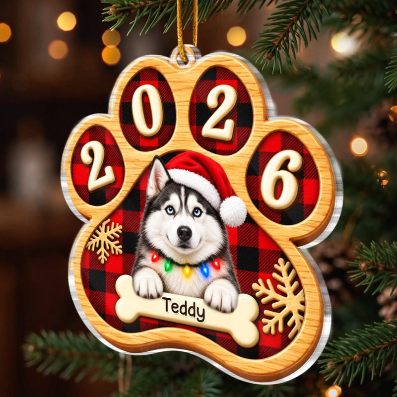 Custom Photo Christmas Dog Name Gifts - Personalized Acrylic Ornament