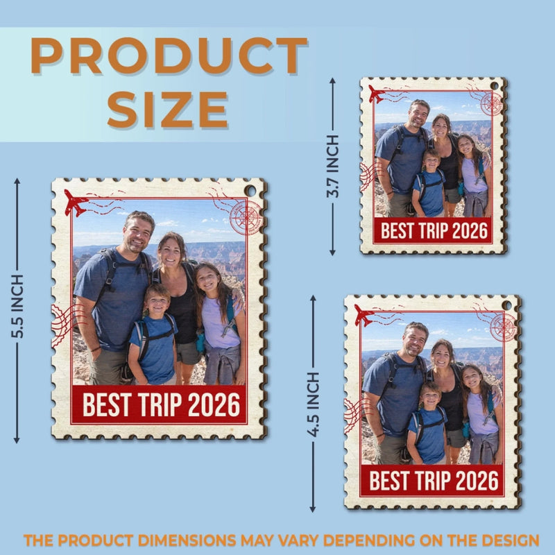 Custom Family Travel Photo Christmas Gifts - Personalized Wooden Ornament