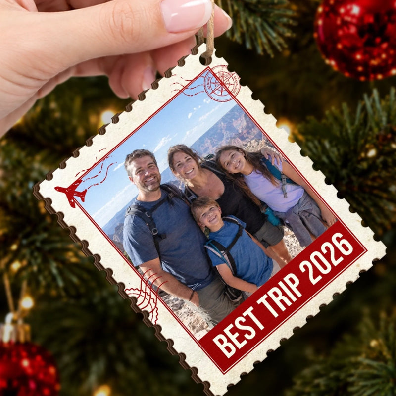 Custom Family Travel Photo Christmas Gifts - Personalized Wooden Ornament
