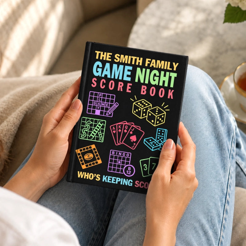 Custom Family Game Night Score Book - Personalized Hardcover Journal