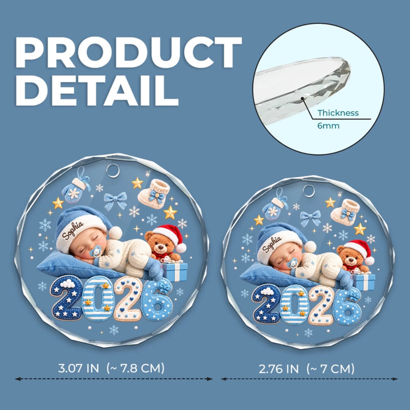 Custom Baby's First Christmas Gifts - Personalized Circle Glass Ornament