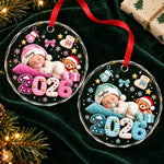 Custom Baby's First Christmas Gifts - Personalized Circle Glass Ornament