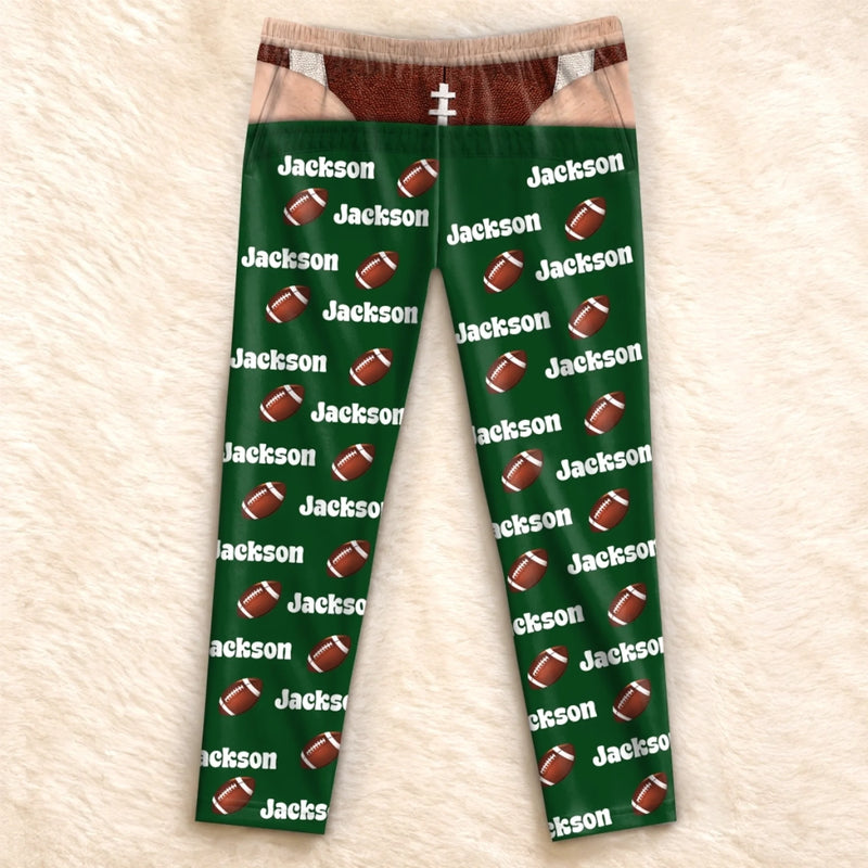 Custom Football Lover Name Gifts - Personalized Pajama Pants