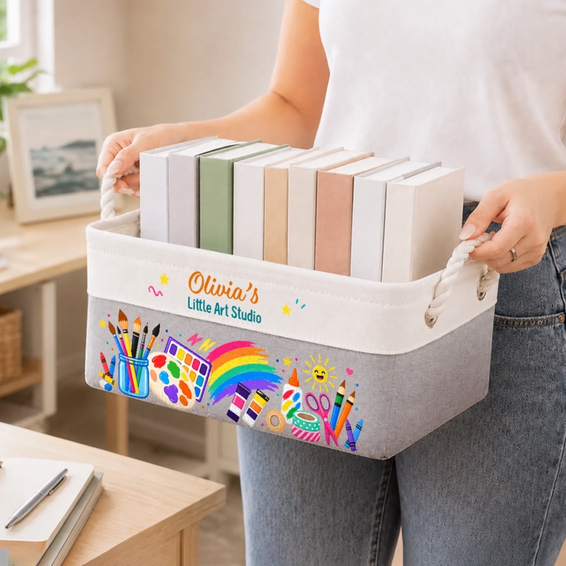 Custom Name Kids Art and Craft Gifts - Personalized Storage Basket