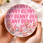Custom Name Floral Gifts For Women - Personalized Jewelry Dish
