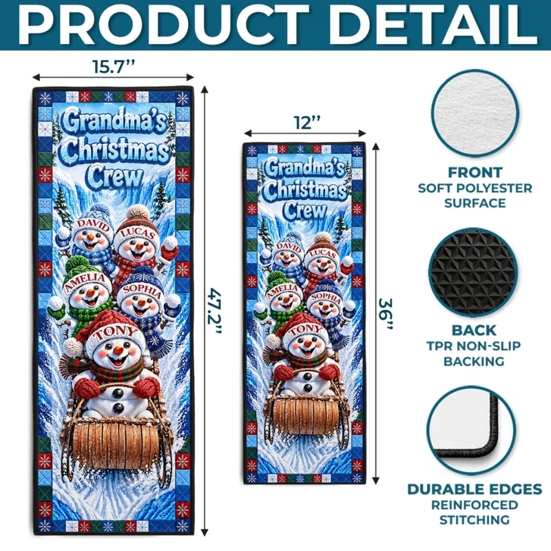 Custom Snowman Runner Rug - Personalized Christmas Birthday Gifts For Grandma, Grandpa - The Merriest Journey Of All
