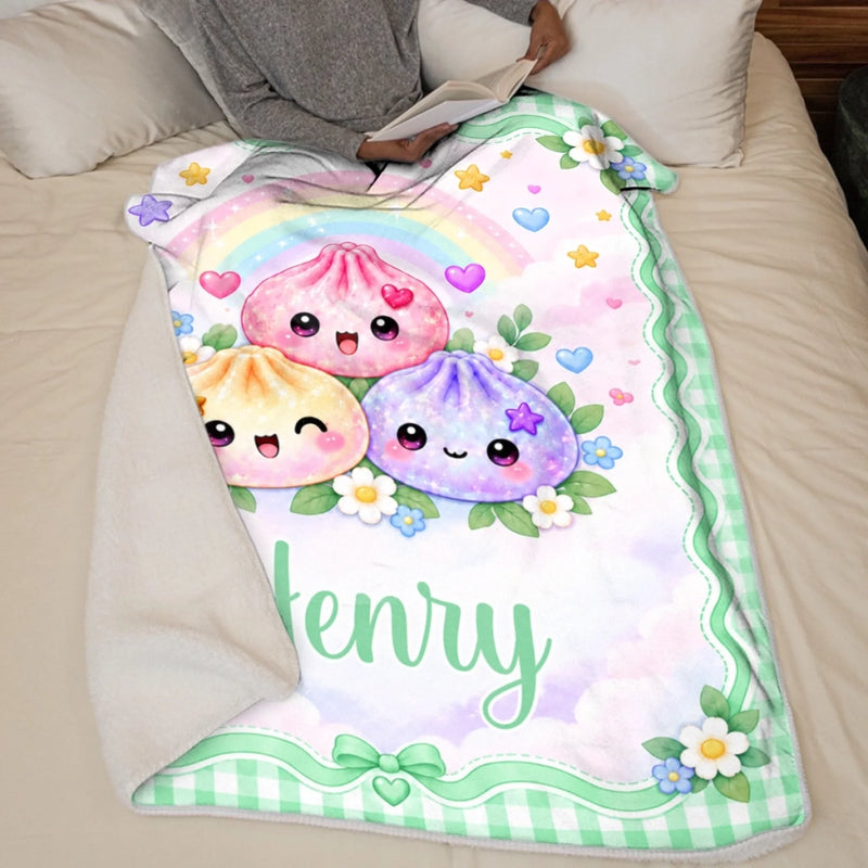 Custom Name Cute Dumpling Squishy Gifts For Kids - Personalized Blanket