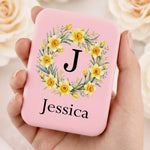 Custom Name Floral Makeup Gifts for Women - Personalized LED Compact Makeup Mirror