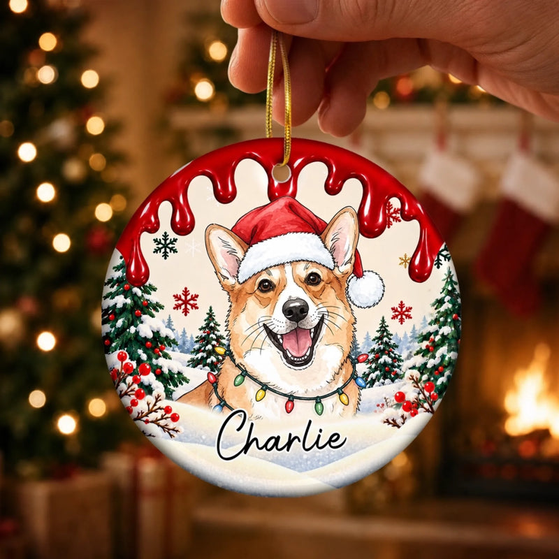 Custom Pet Photo Christmas Keepsake Gifts For Dog And Cat Lovers - Personalized Ceramic Ornament