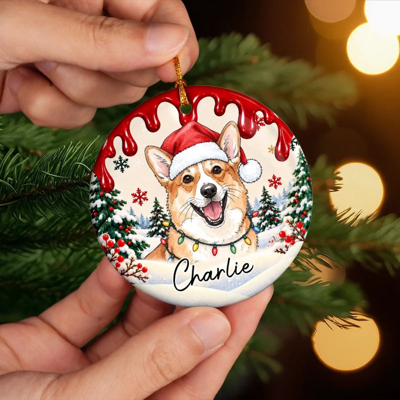 Custom Pet Photo Christmas Keepsake Gifts For Dog And Cat Lovers - Personalized Ceramic Ornament