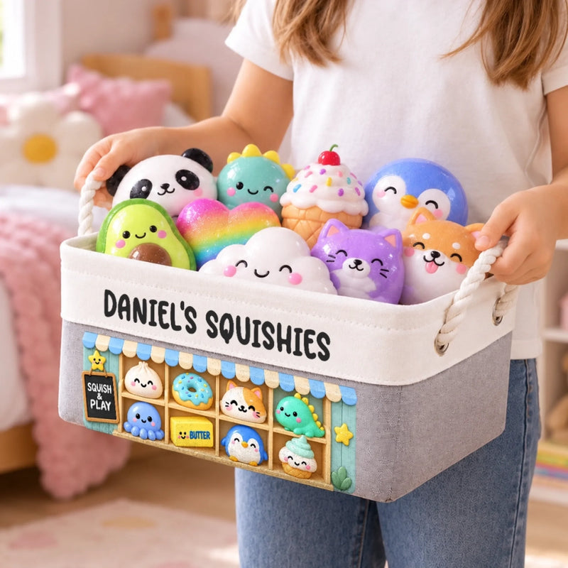Custom Name Squishy Shop Gifts for Kids - Personalized Storage Basket