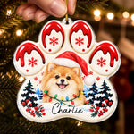 Custom Pet Photo Christmas Paw Gifts For Dog And Cat Lovers - Personalized Acrylic Ornament