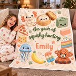 Custom Name Squishy Hunting Gifts For Kids - Personalized Blanket