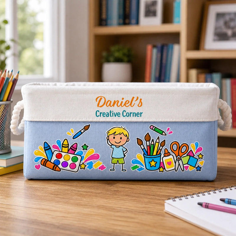 Custom Name Kids Art Studio Gifts - Personalized Storage Basket