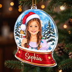 Custom Photo Snow Globe Christmas Gifts for Kids - Personalized Acrylic Ornament
