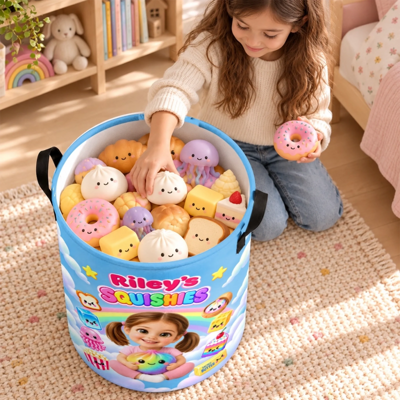 Custom Photo Name Squishy Gifts for Kids - Personalized Laundry Basket