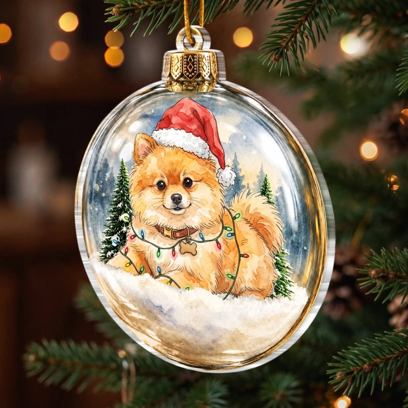 Custom Pet Photo Santa Hat Christmas Decor - Personalized Acrylic Ornament