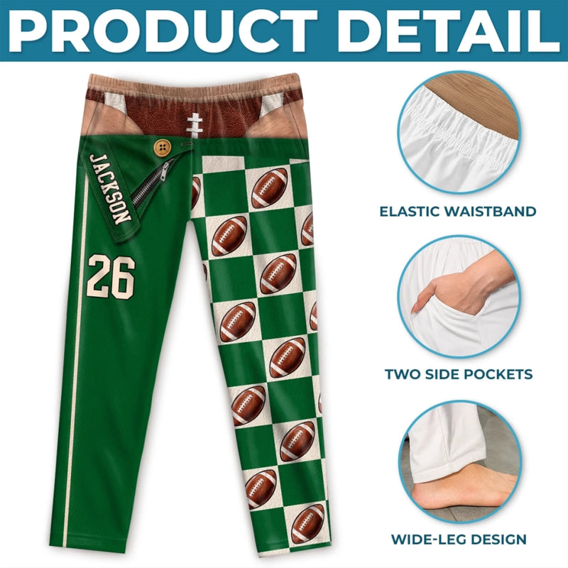 Custom Name and Number Football Gifts for Men - Personalized Pajamas Pants