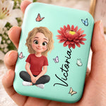 Custom Name Cartoon Girl Beauty Gifts For Women - Personalized LED Compact Makeup Mirror
