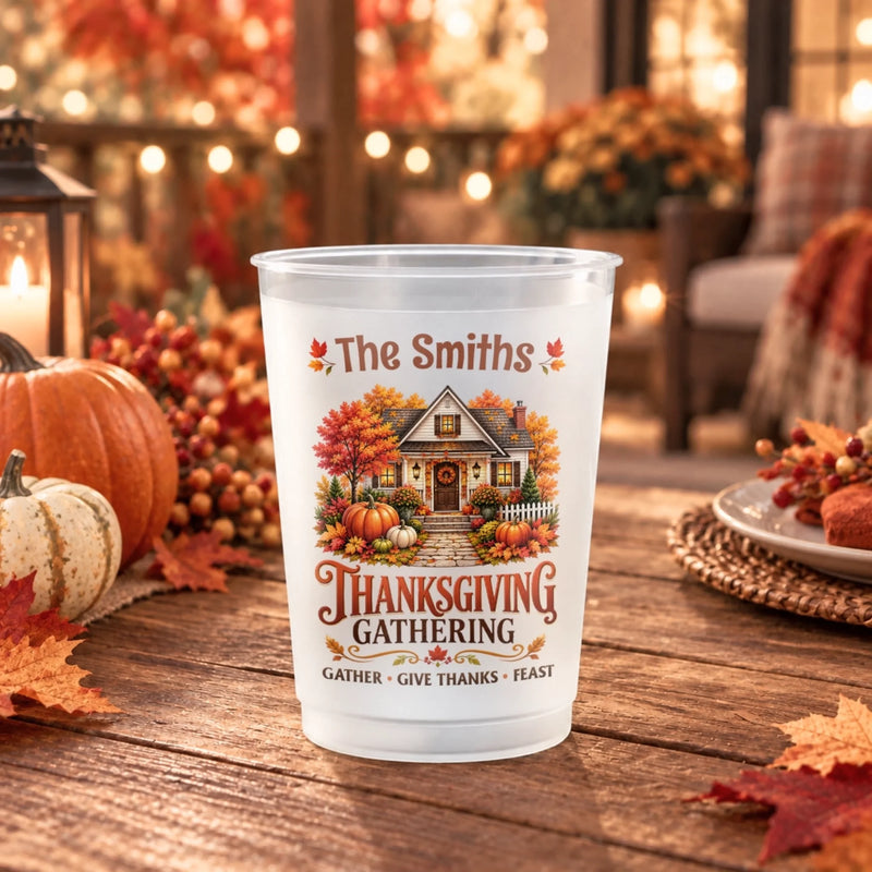 Custom Name Thanksgiving Family Gathering Gifts - Personalized Plastic Cups