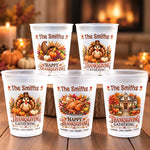 Custom Name Thanksgiving Family Gathering Gifts - Personalized Plastic Cups