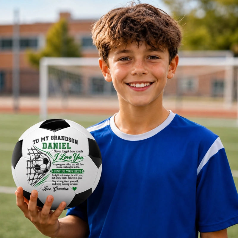 Custom Name Stay Strong Soccer Gifts for Son and Grandson - Personalized Soccer Ball