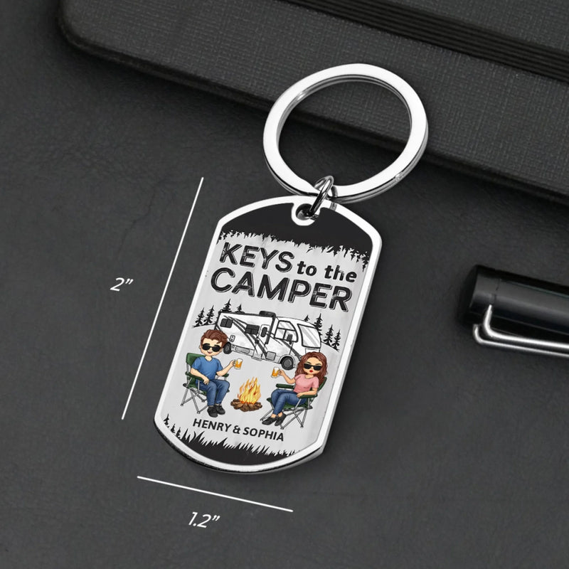 Unlock The Adventure With The Keys To The Camper - Camping Personalized Custom Keychain - Gift For Couple, Husband, Wife