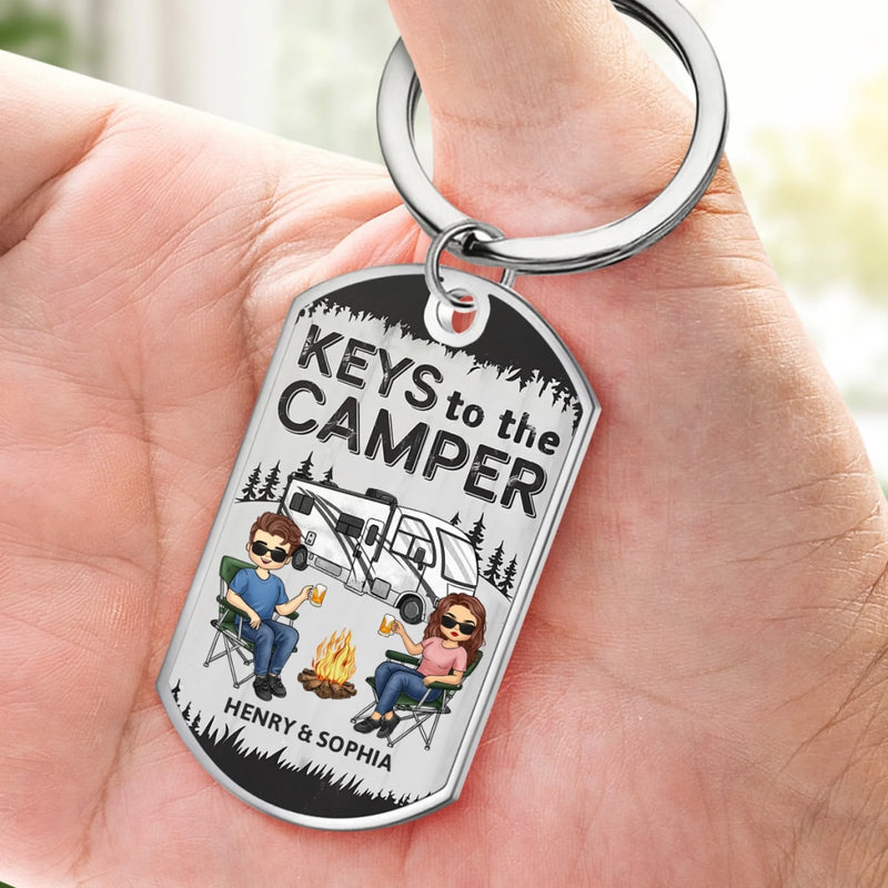 Unlock The Adventure With The Keys To The Camper - Camping Personalized Custom Keychain - Gift For Couple, Husband, Wife